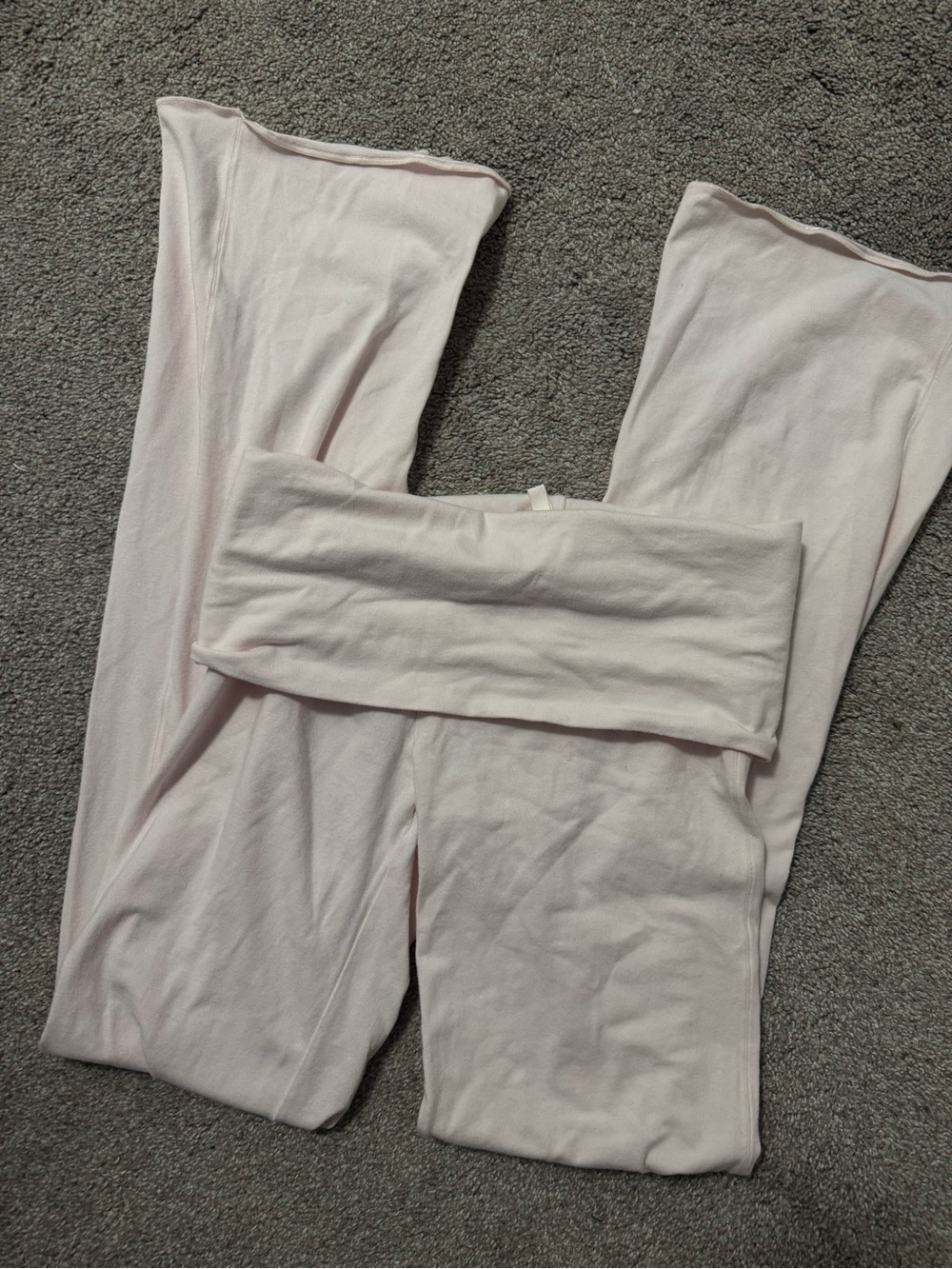 Light pink SKIMS jersey cotton foldover pants